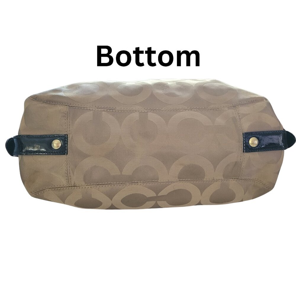 SOLD. EUC LARGE Coach Madison Maggie Op Art Tan C Jacquard Shoulder Bag - Picture 5 of 16